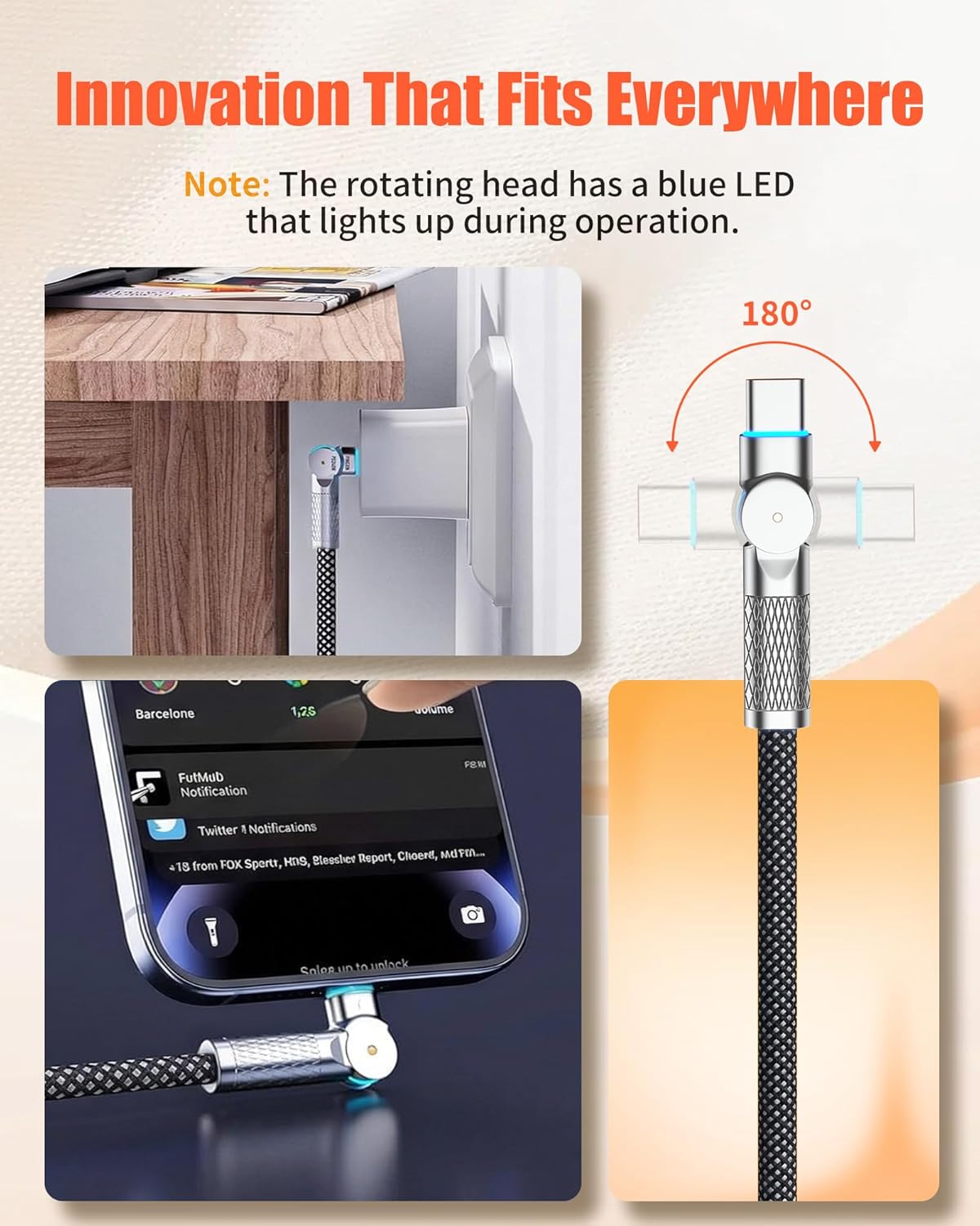 Thumbnail 5 de USB C Charger Cable 3M 240W – 3 Metre USB‑C to USB‑C Braided Fast Charge Cable