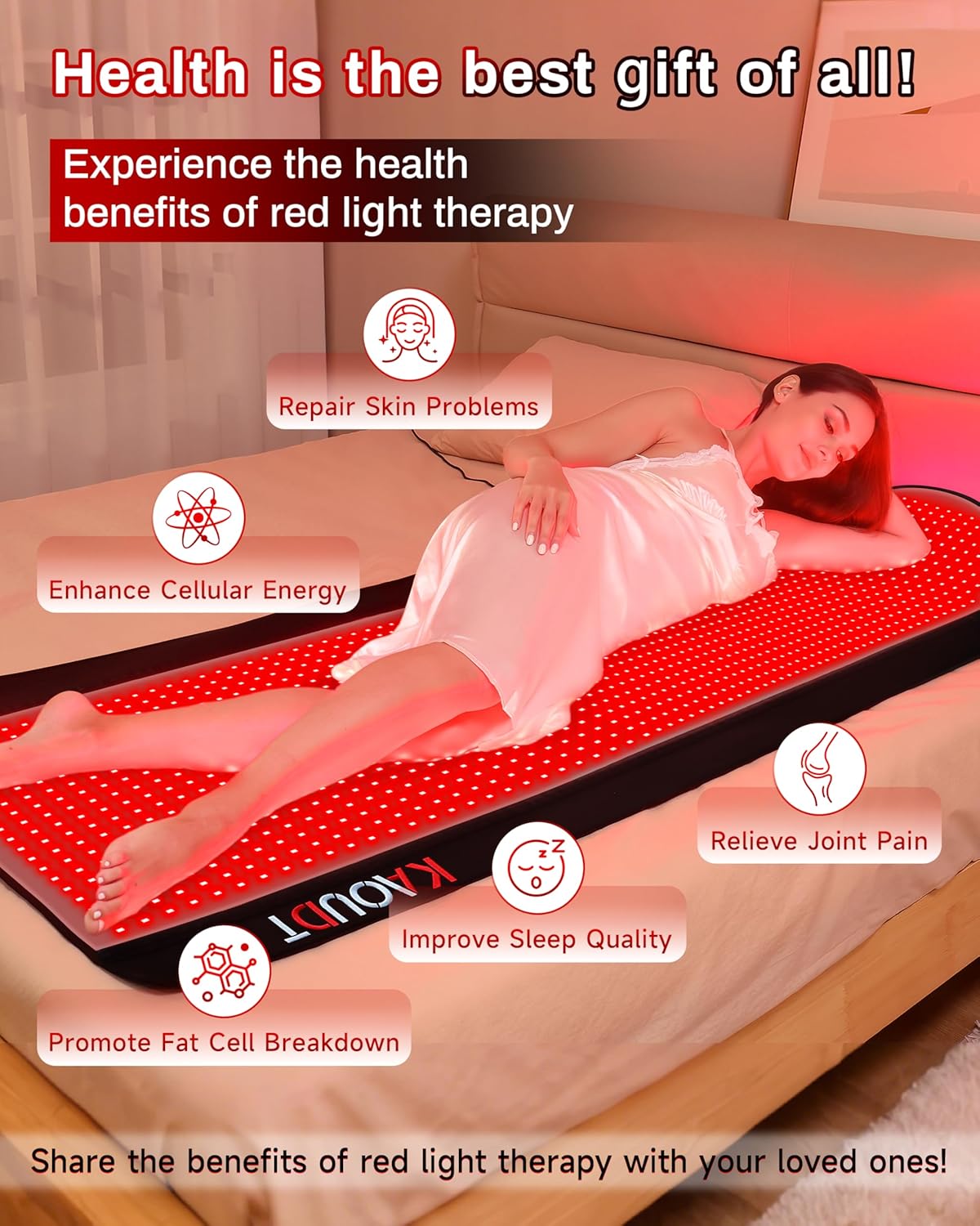 Thumbnail 6 de Kaoudt 2026 Medical-Grade TPU Red Light Therapy Mat for Full Body Pain Relief