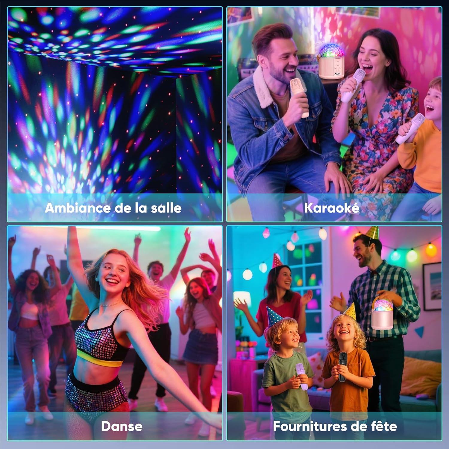Thumbnail 5 de Micro karaoké Bluetooth avec 2 micros sans fil et LED disco – Cadeau fille 5 à 12+ ans
