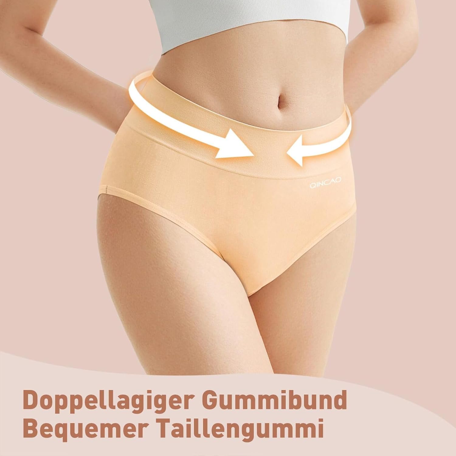 Thumbnail 3 de QINCAO Damen-Unterhosen im 6er-Pack: hohe Taille aus Baumwolle mit Stretch