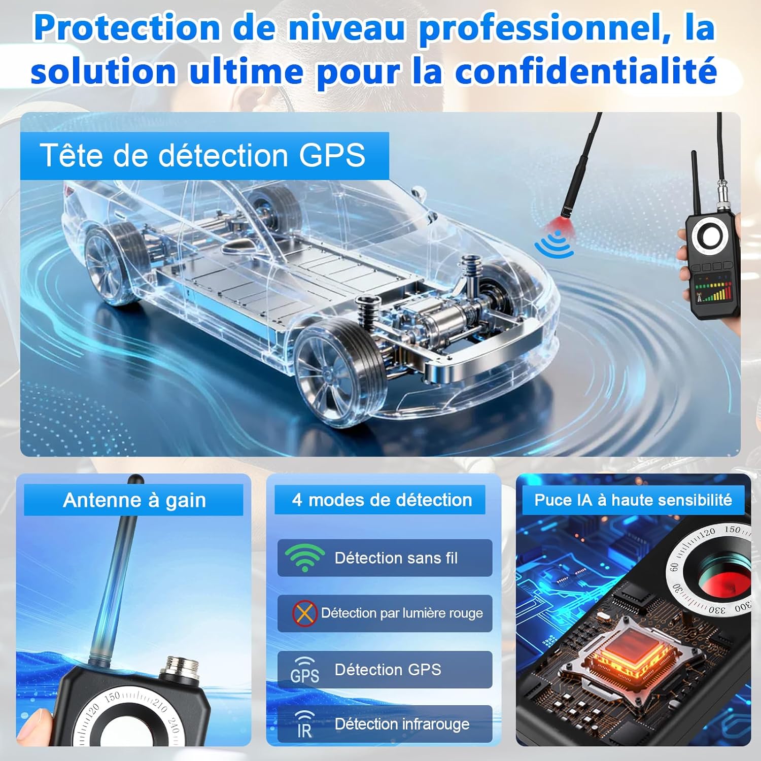 Thumbnail 2 de Diseleri Détecteur de Micros GPS et Caméra Cachée 4-en-1 — Protection discrète pour maison, bureau et voyage