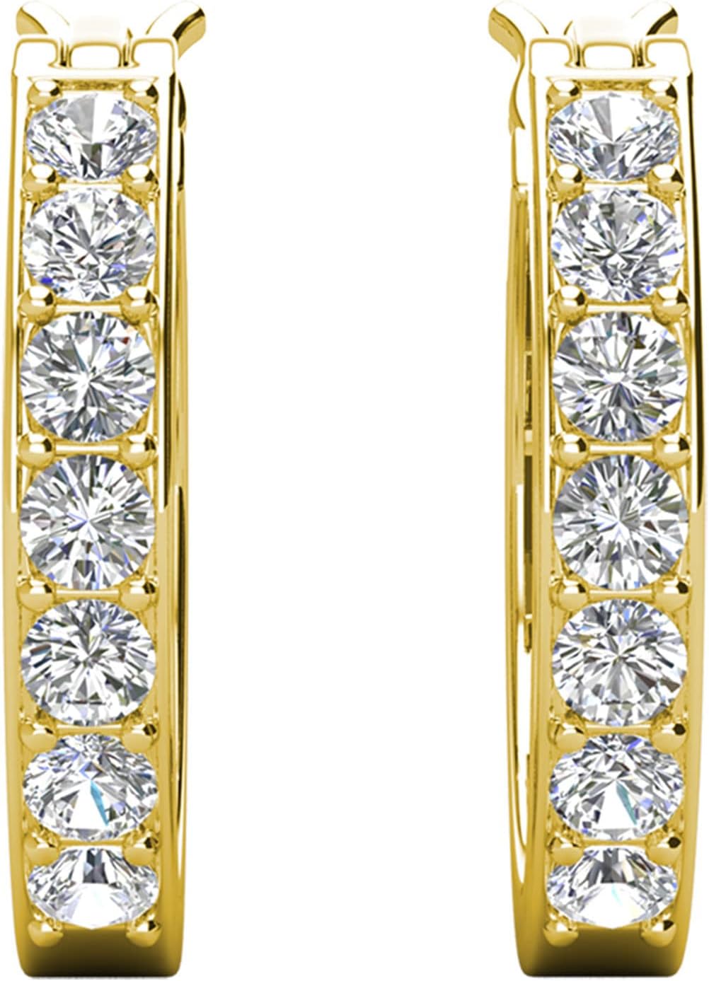 Detalle de Hoop Loop Earrings in 18K White Gold with Sparkling Crystal (with jewellery box) for Women