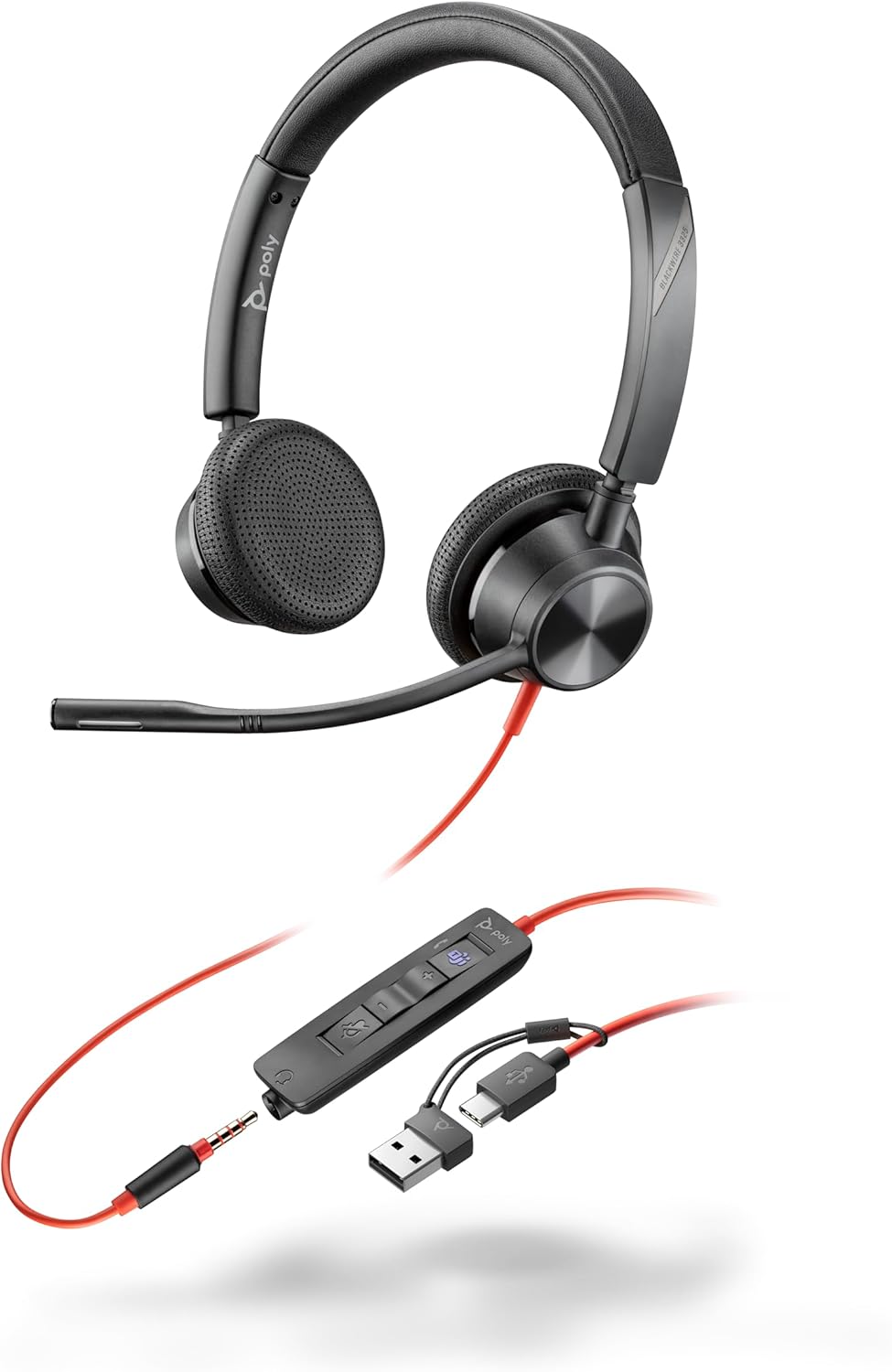 Thumbnail 6 de Schnurgebundenes Poly Blackwire 3320 Headset (Poly) – flexibler Mikrofonarm, Hi‑Fi‑Stereo, USB‑C/USB‑A & Teams/Zoom