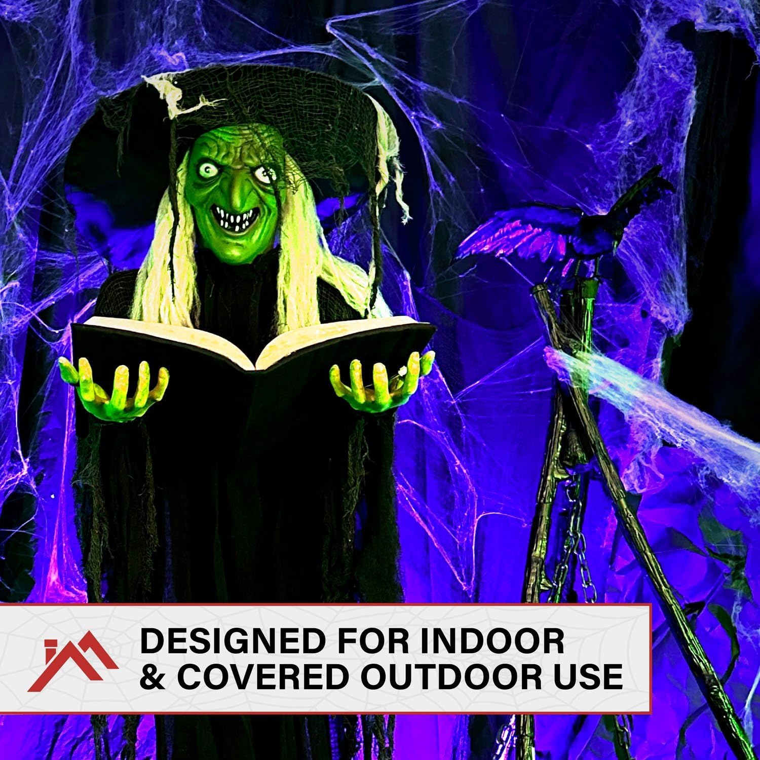 Detalle de Haunted Hill Farm HHWITCH-9FLS Talking Witch Animatronic with Touch-Activated Lights