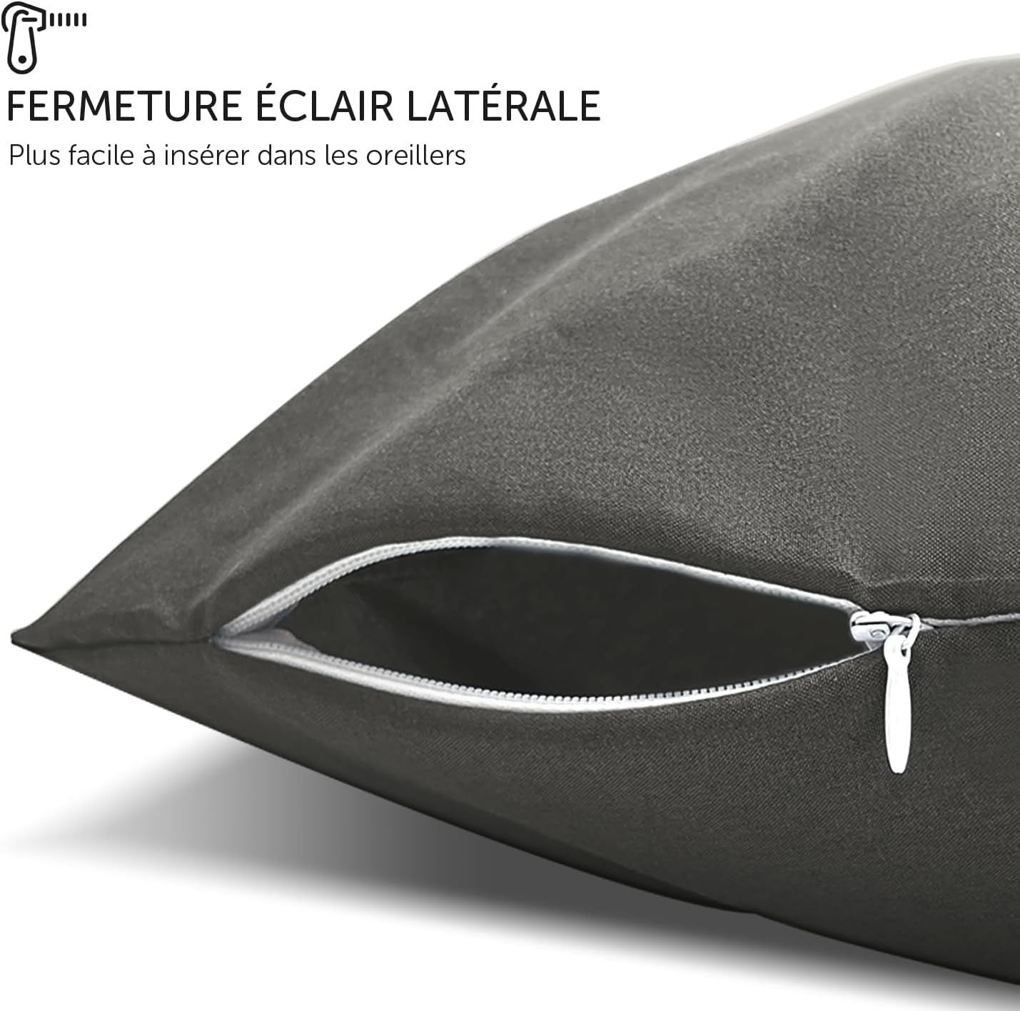 Thumbnail 3 de AboveBED Taie d'oreiller 50x70 (Lot de 2) – Anthracite, Jersey 100% Polyester