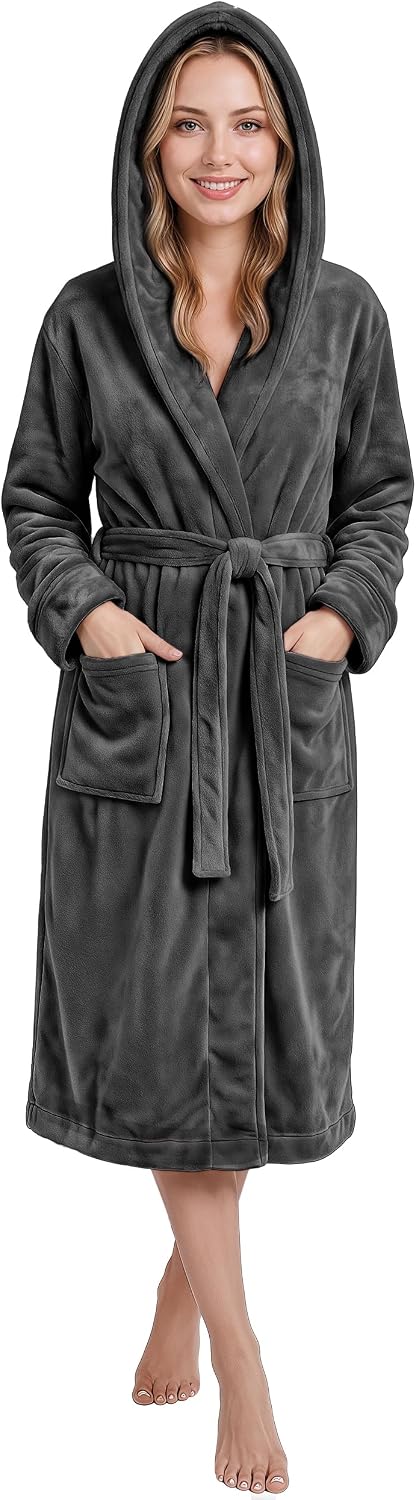 Detalle de NY Threads dameskamerjas met capuchon, zachte fleece en tailleband