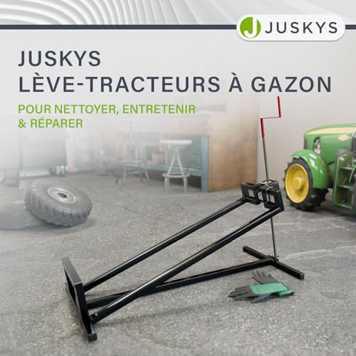 Thumbnail 7 de Lève-tondeuse Juskys 400 kg, plateau inclinable jusqu'à 45° – accessoire robuste pour autoportées et tracteurs tondeuses