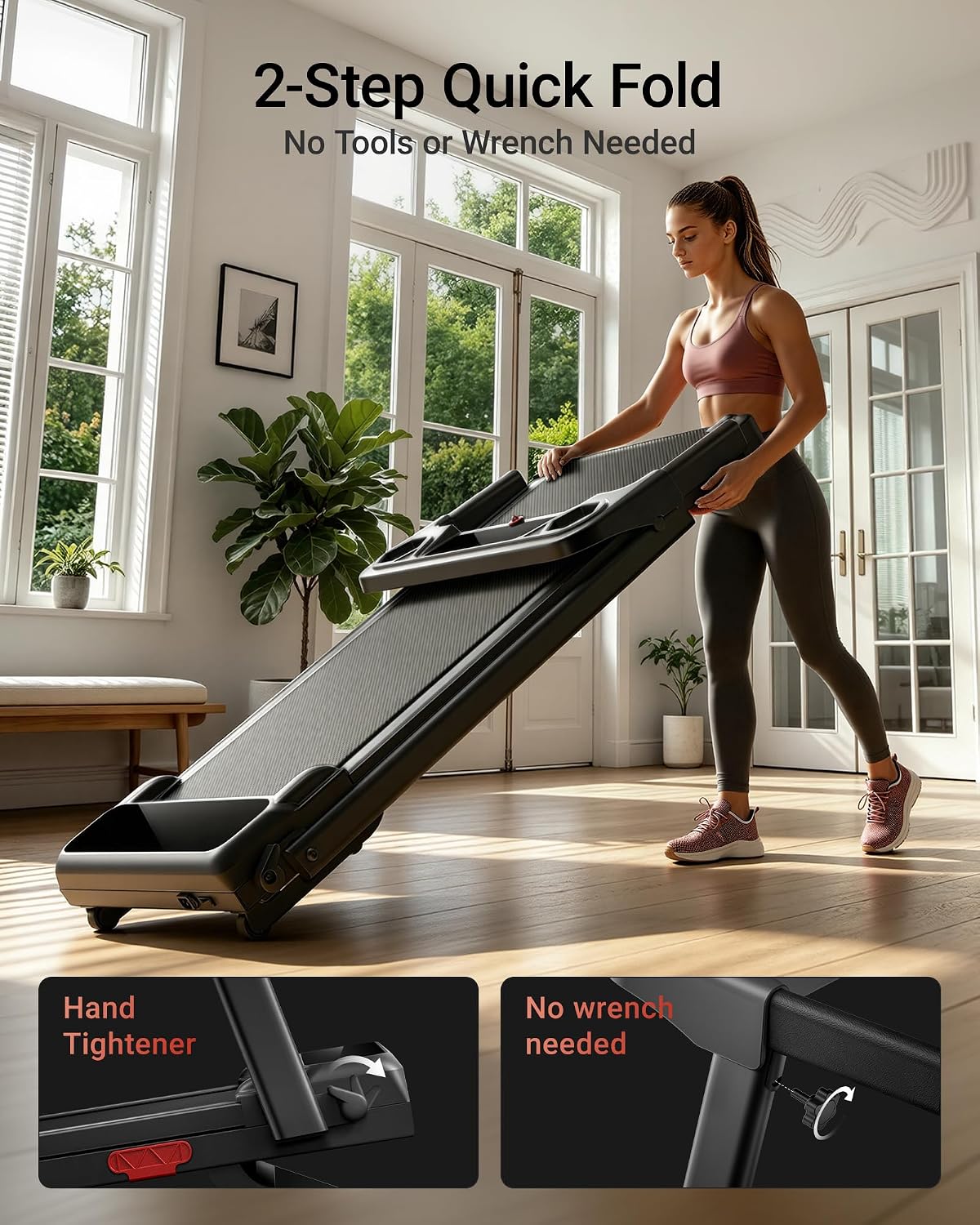 Detalle de 16% Incline Treadmills for Home with 3.0 HP Foldable Walking Pad