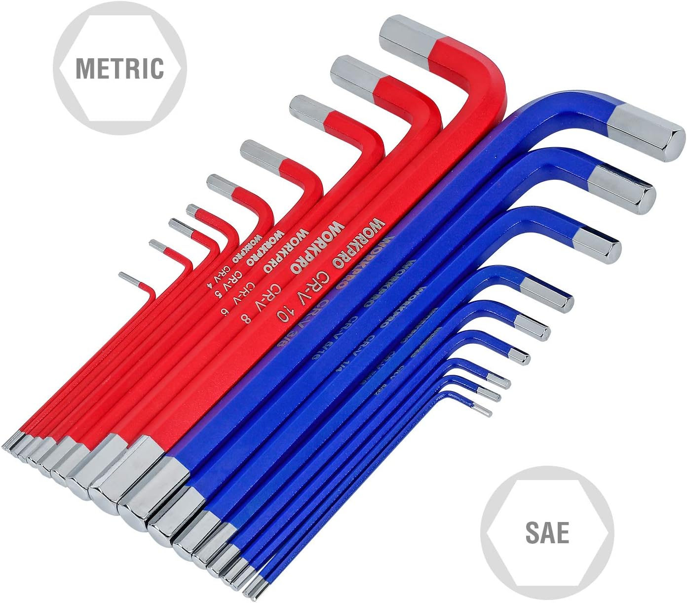 Thumbnail 1 de WORKPRO 18PCs llaves hexagonales 1.5–10 mm