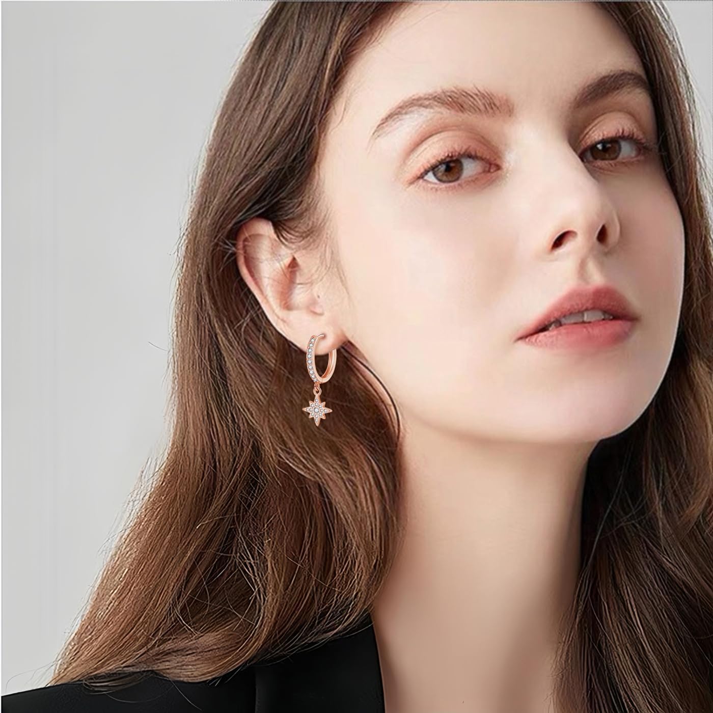 Thumbnail 4 de Hasnsofie Creolen mit Anhänger aus 925 Sterling Silber – hypoallergene Ohrringe mit Cubic Zirkonia