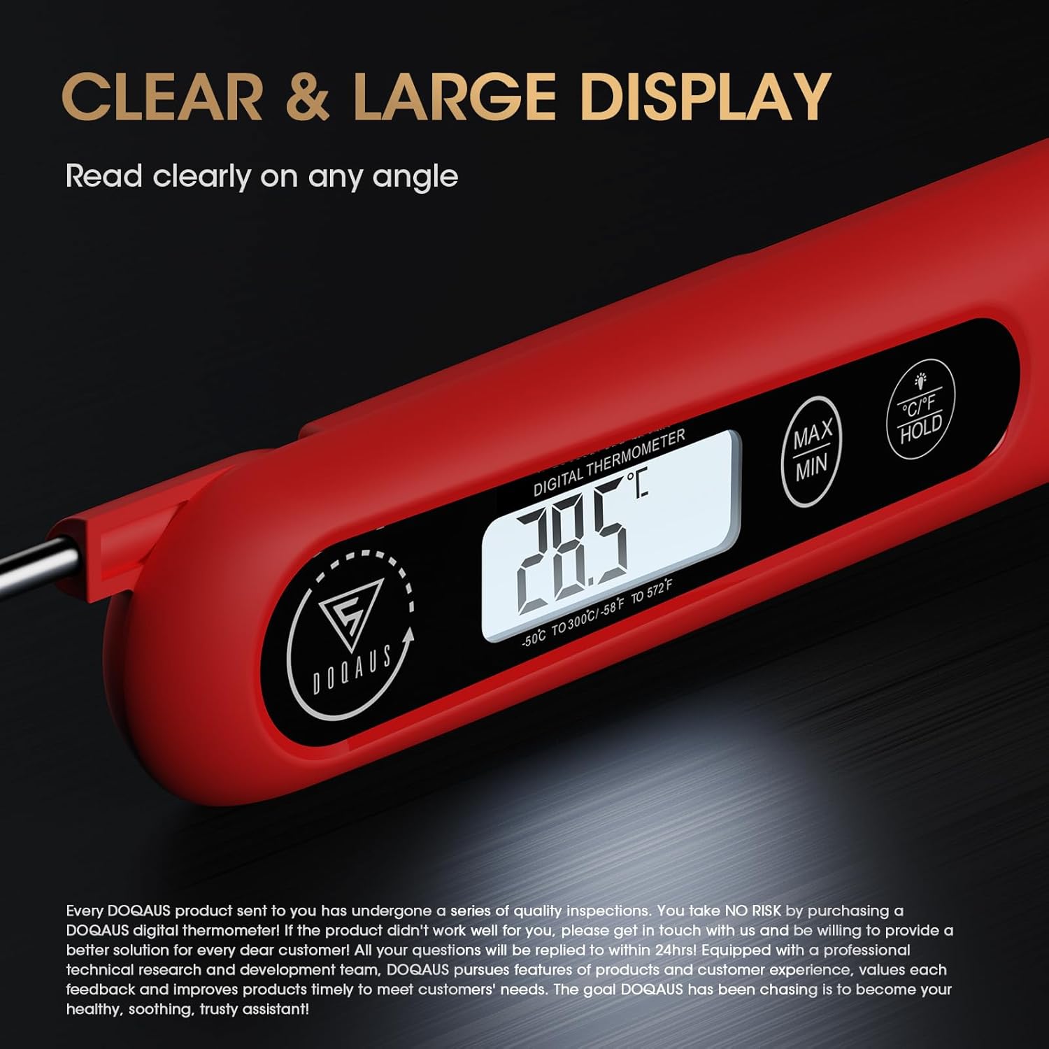 Thumbnail 3 de DOQAUS Meat Thermometer Probe, 3S Instant Read with Backlight – Foldable 12cm Probe, Auto On/Off