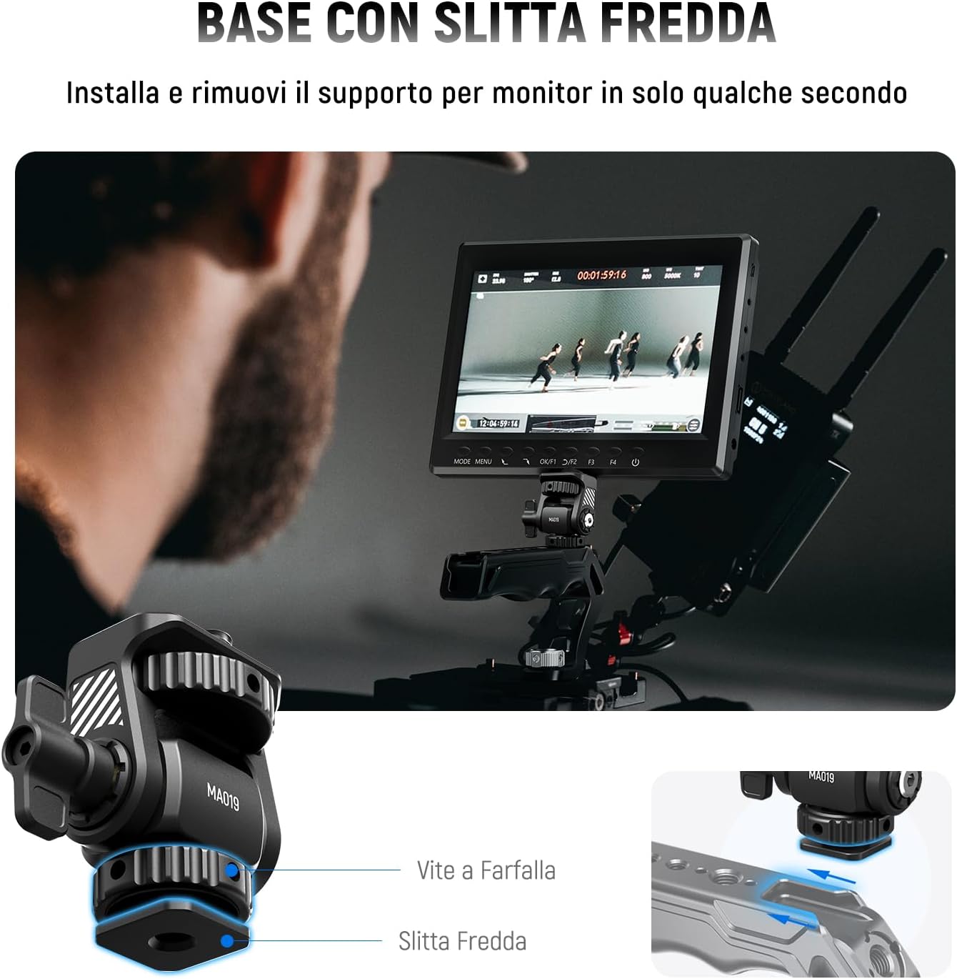 Thumbnail 6 de NEEWER Supporto Monitor da Campo con adattatore Cold Shoe, rotazione 360° e inclinazione 180° (MA019)