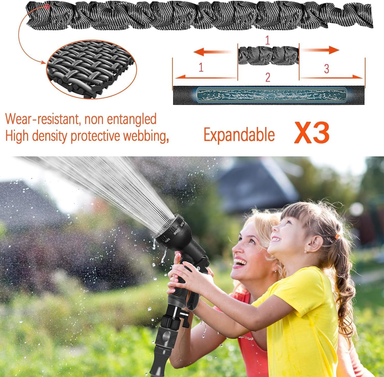 Thumbnail 1 de Expandable Garden Hose Pipe 30m/100ft with 7-Function Spray Gun