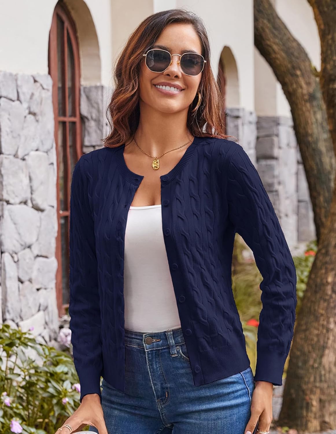 Detalle de GRACE KARIN Cable Knit Cardigan Sweater