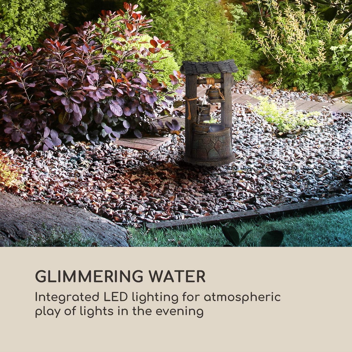 Detalle de Blumfeldt Speyer – Fontaine de Jardin d'eau Solaire, 2,8 W, 5 h d’autonomie, 4 cascades et LED