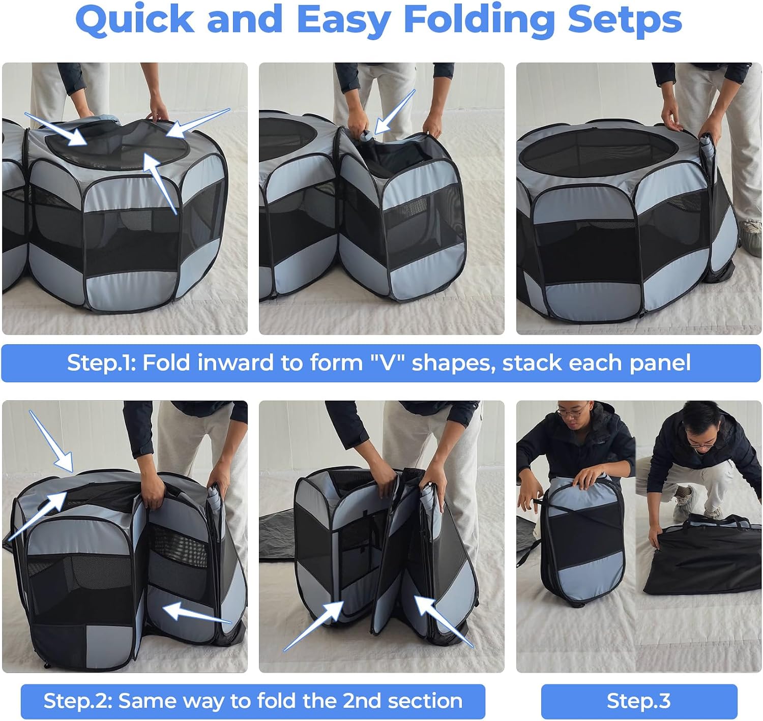 Detalle de Pop-up pet playpen with steel frame