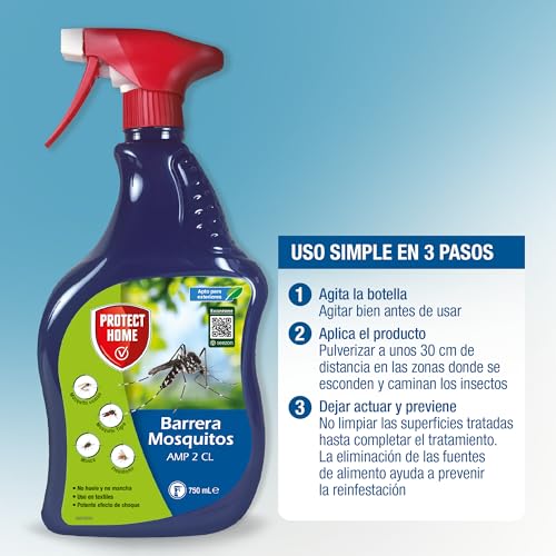 Detalle 2 de PROTECT HOME: Insecticida Barrera de Protección Total (750 ml) para Mosquitos y Moscas en Exterior, Interior y Textiles