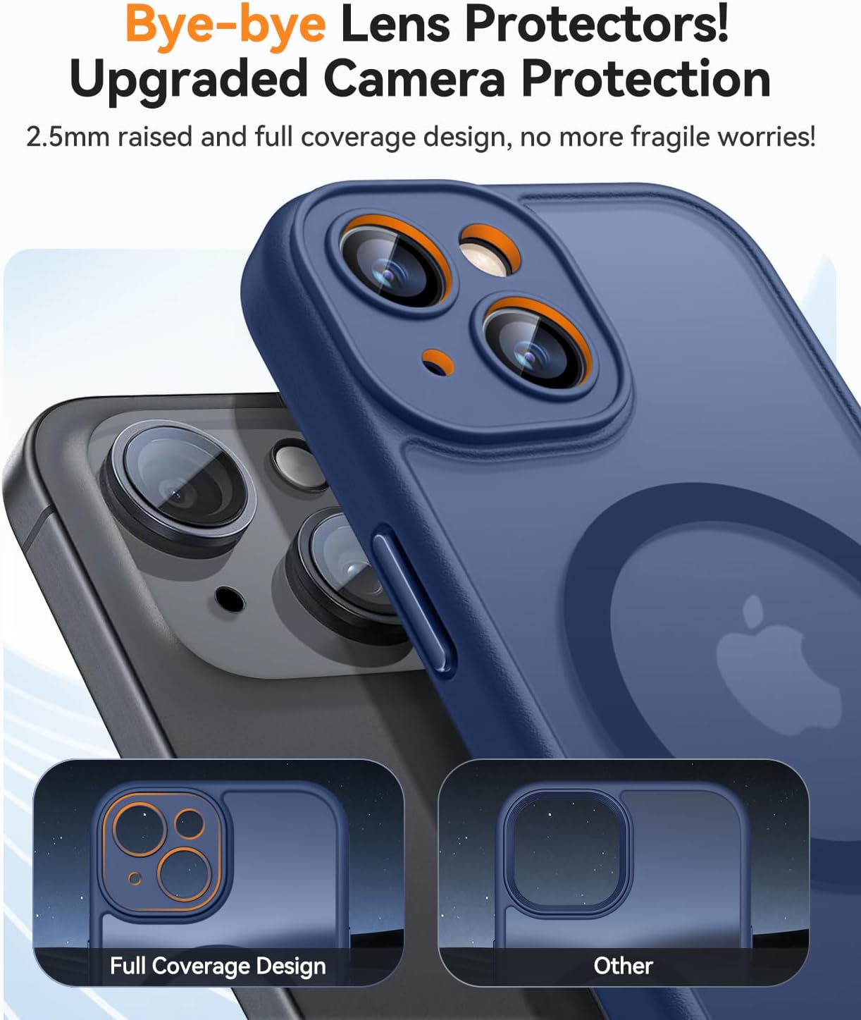 Thumbnail 3 de CANSHN Coque Magnétique iPhone 13 Mini (5,4') - Protection complète, MagSafe et fini Mat Translucide Bleu Foncé