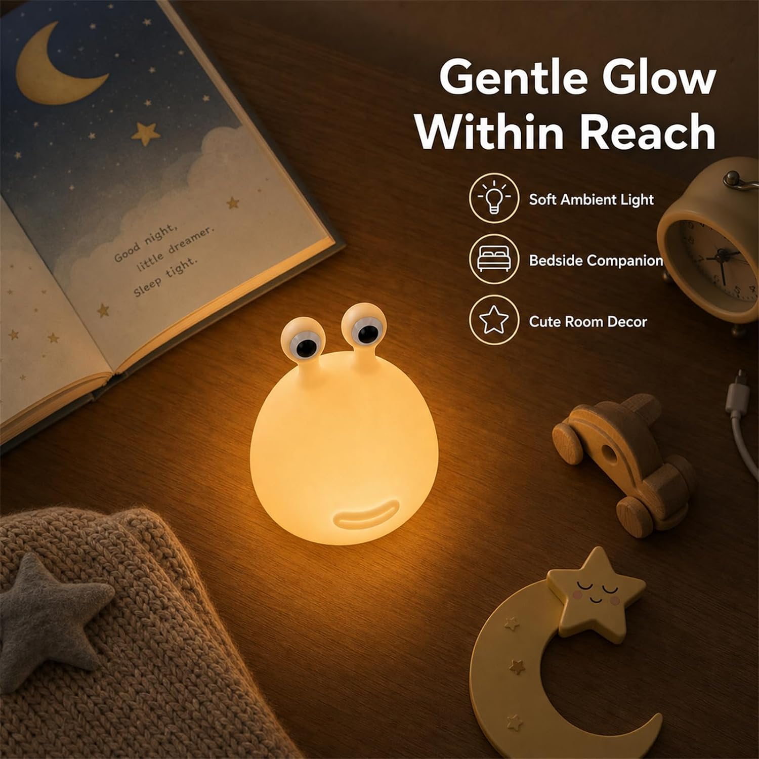 Detalle 2 de MUID Slug Night Light, Soft Silicone Lamp with Warm LED and 15-Minute Shutoff