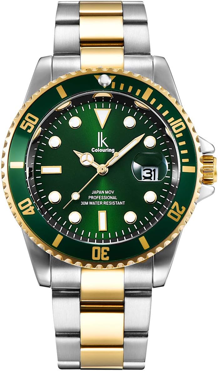 Detalle de Alienwork IK Orologio Calendario Cinturino in Metallo