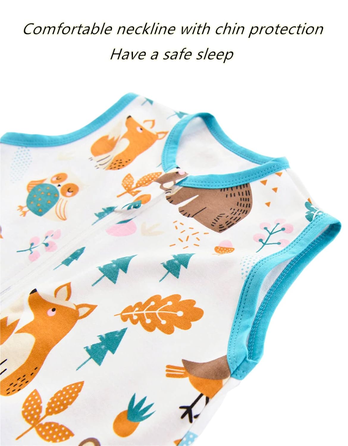 Detalle de Chilsuessy Baby Schlafsack Sommer mit Füßen 0.5 Tog – 100% Baumwolle, Waldtiere, 70–100 cm