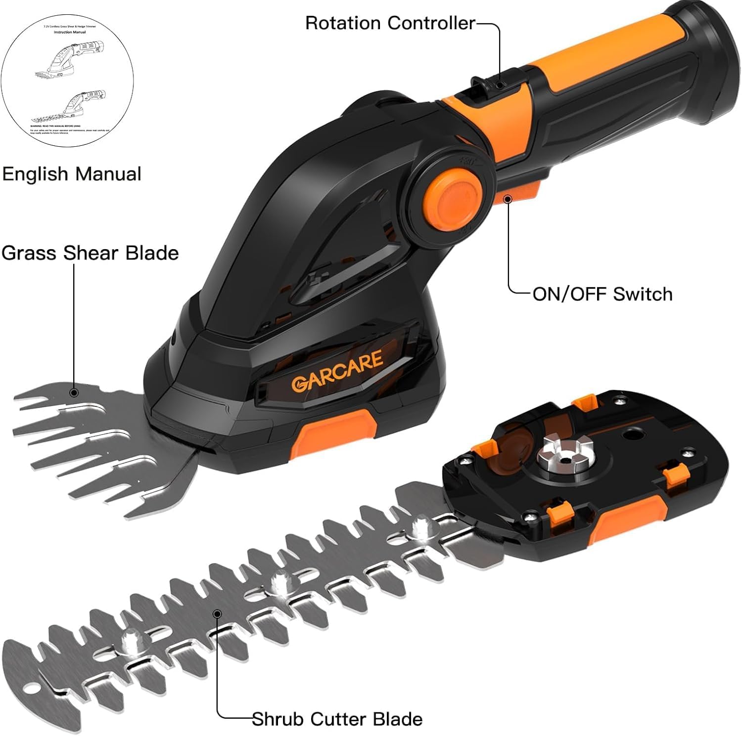 Thumbnail 1 de GARCARE 2 in 1 Cordless Grass Trimmer (7.2V) with 2000mAh battery and multi-function conversion
