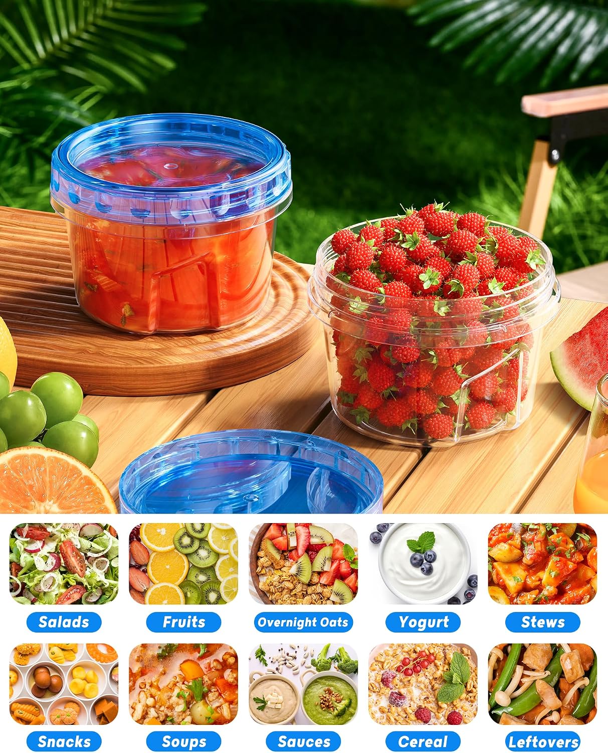 Detalle 2 de BiuLeon 6-Pack 17oz Freezer Storage Containers with Twist-Top Lids (BPA-Free, Microwave & Dishwasher Safe)