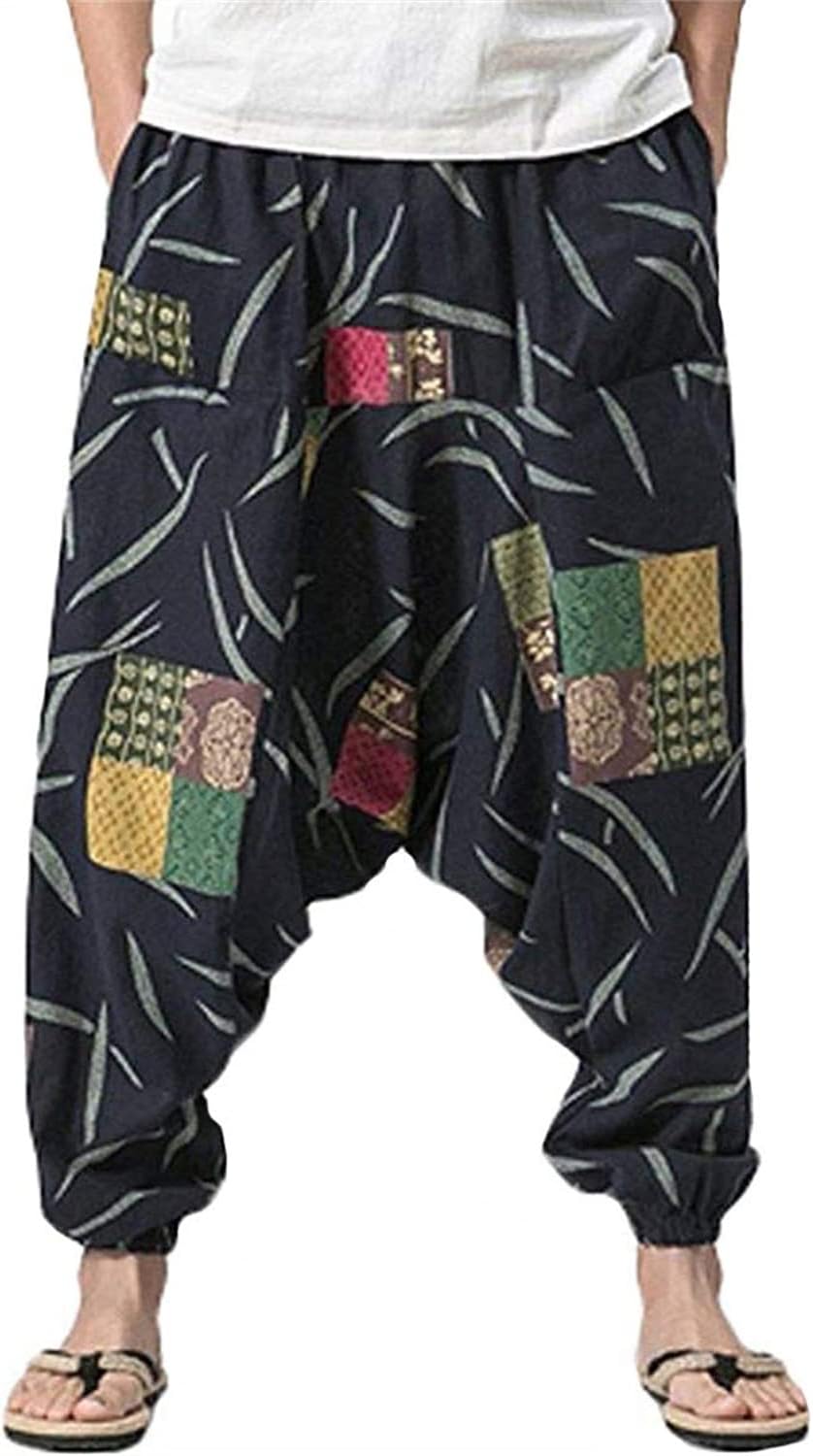 Thumbnail 2 de perdontoo Men’s Casual Harem Pants with Fancy Print – Elastic Waist, Soft Cotton, Wide-Leg Comfort