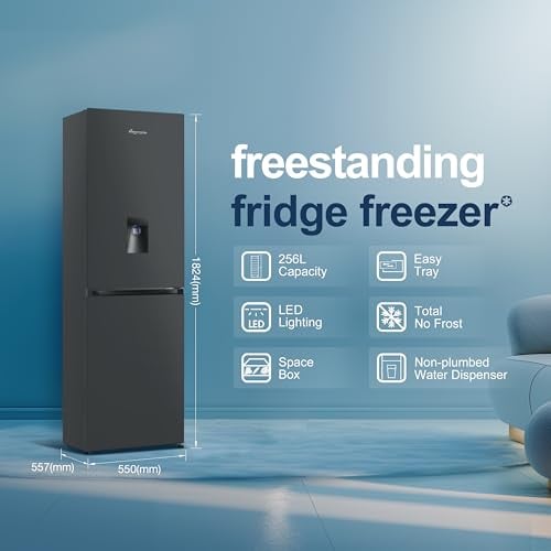 Thumbnail 1 de Fridgemaster MC55251DEB 55cm Freestanding 256L Fridge Freezer with Water Dispenser (Non-Plumbed) – Frost Free, LED Lighting, E Rated