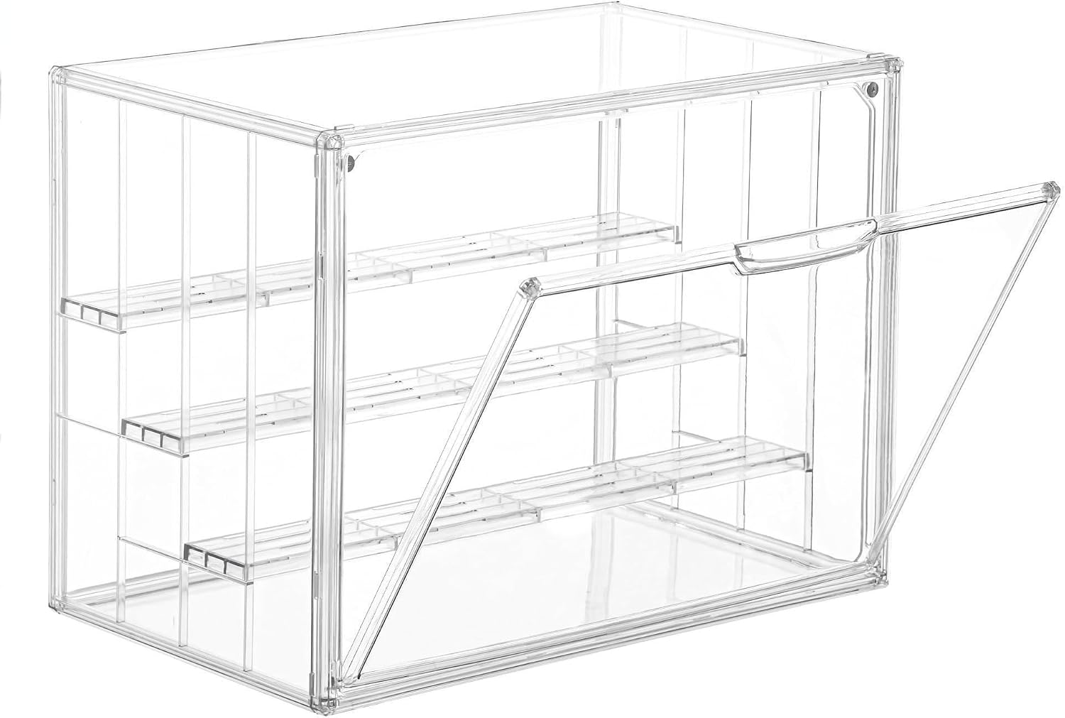 Detalle de HCAEDE JXDPC Acrylic Display Case, 3-Layer Clear Cabinet with Magnetic Door