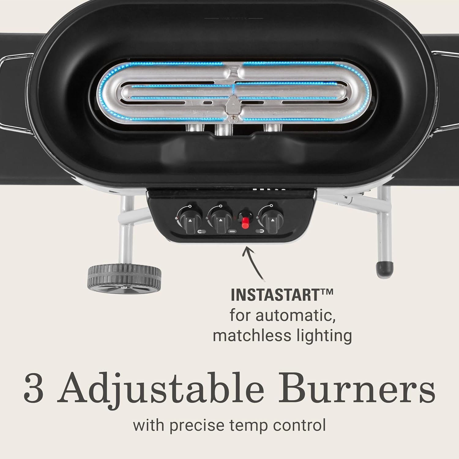 Detalle 2 de Coleman RoadTrip 285 Portable Stand-Up Propane Grill (3 Adjustable Burners, Instastart Ignition)