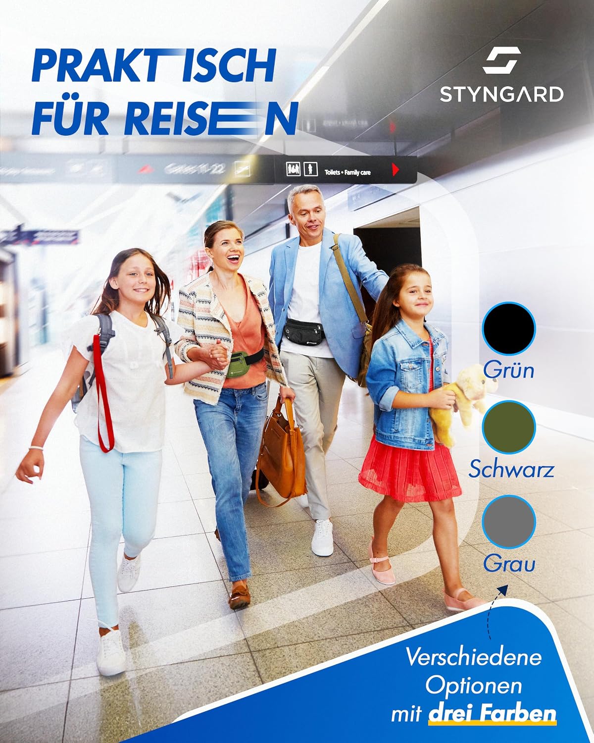 Detalle 2 de STYNGARD Modell Madrid: flache Diebstahl- Bauchtasche mit RFID/NFC-Schutz für Reise & Sport