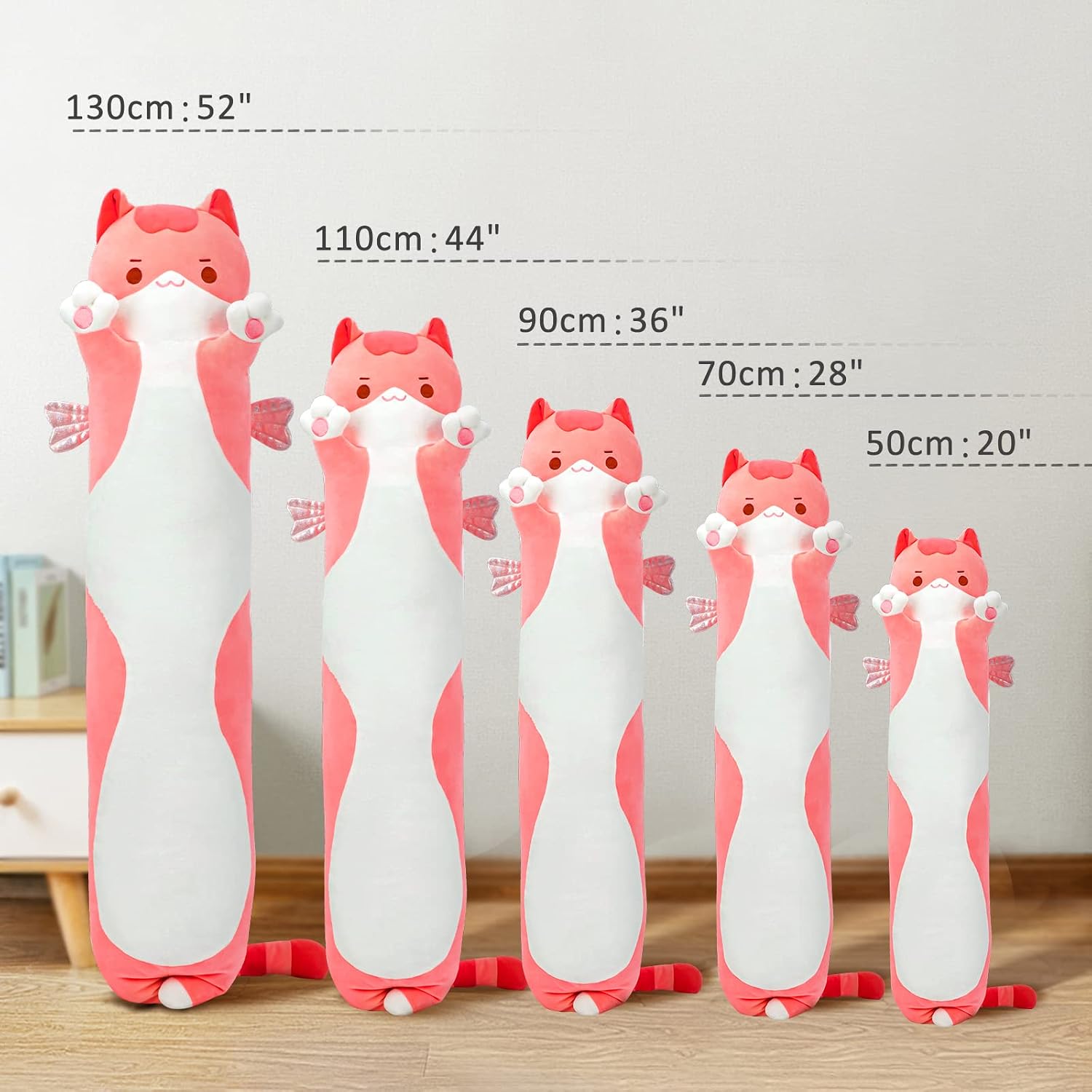 Detalle de Mewaii Gato de Peluche 50cm, Almohada y Juguete