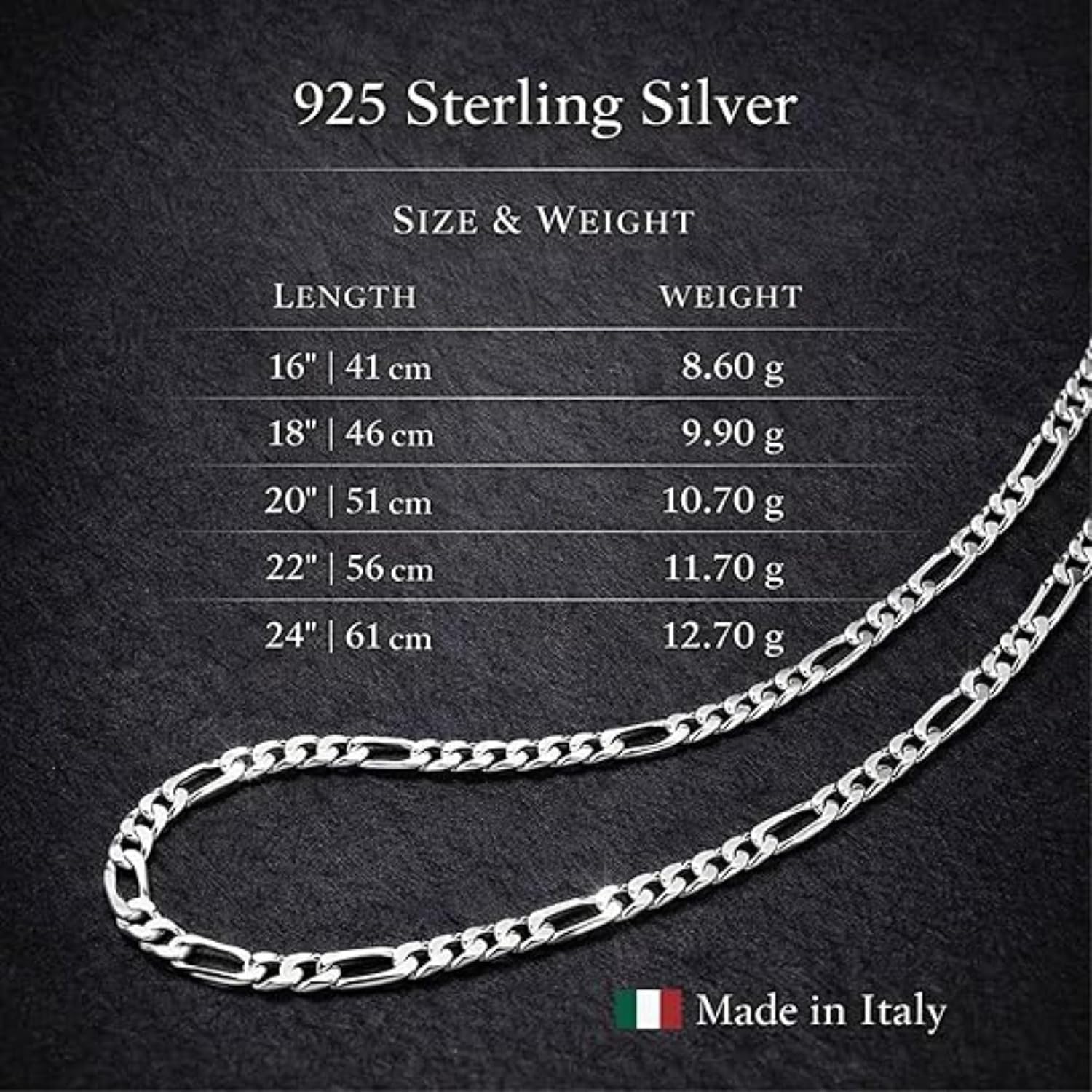 Detalle de QUADRI - Collier Homme Argent 925 | Chaîne Figaro 5 mm Made in Italy