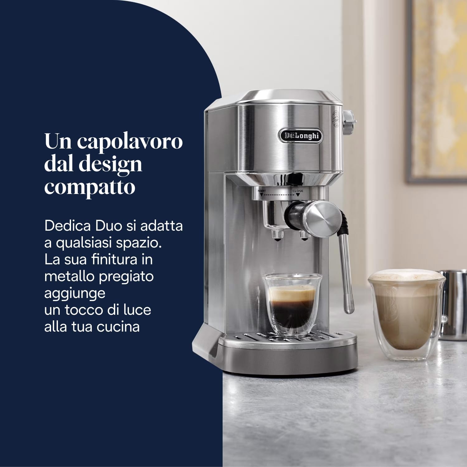 Thumbnail 1 de De’Longhi Dedica Duo EC890.M – Macchina per espresso, cappuccino e Cold Brew con lancia vapore My LatteArt e display touch