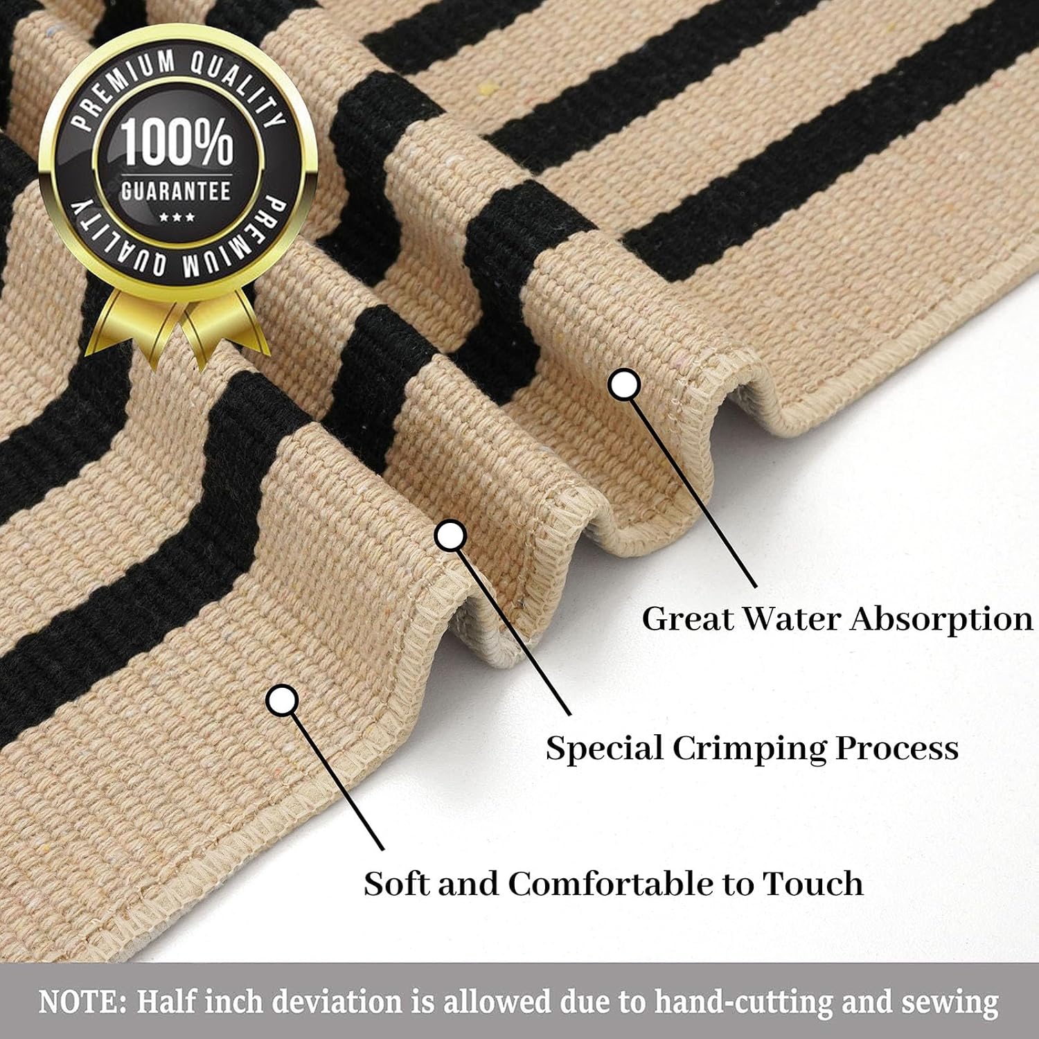 Thumbnail 6 de KILOCOCO Woven Rug, Brown and Black Striped Washable Door Mat