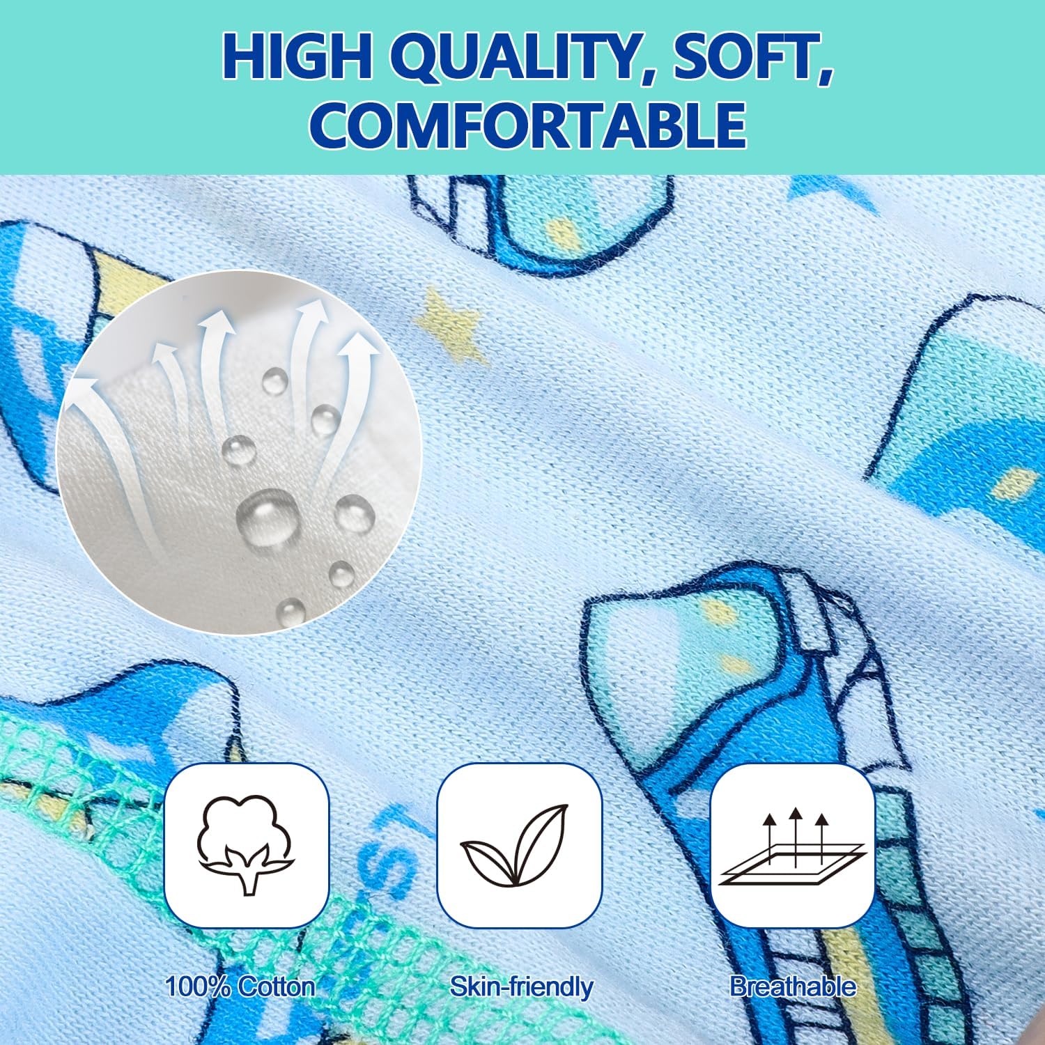 Thumbnail 2 de MOEMOE BABY Boys Potty Training Pants (Reusable Cotton) – 10 Pack, Blue, 3 Years