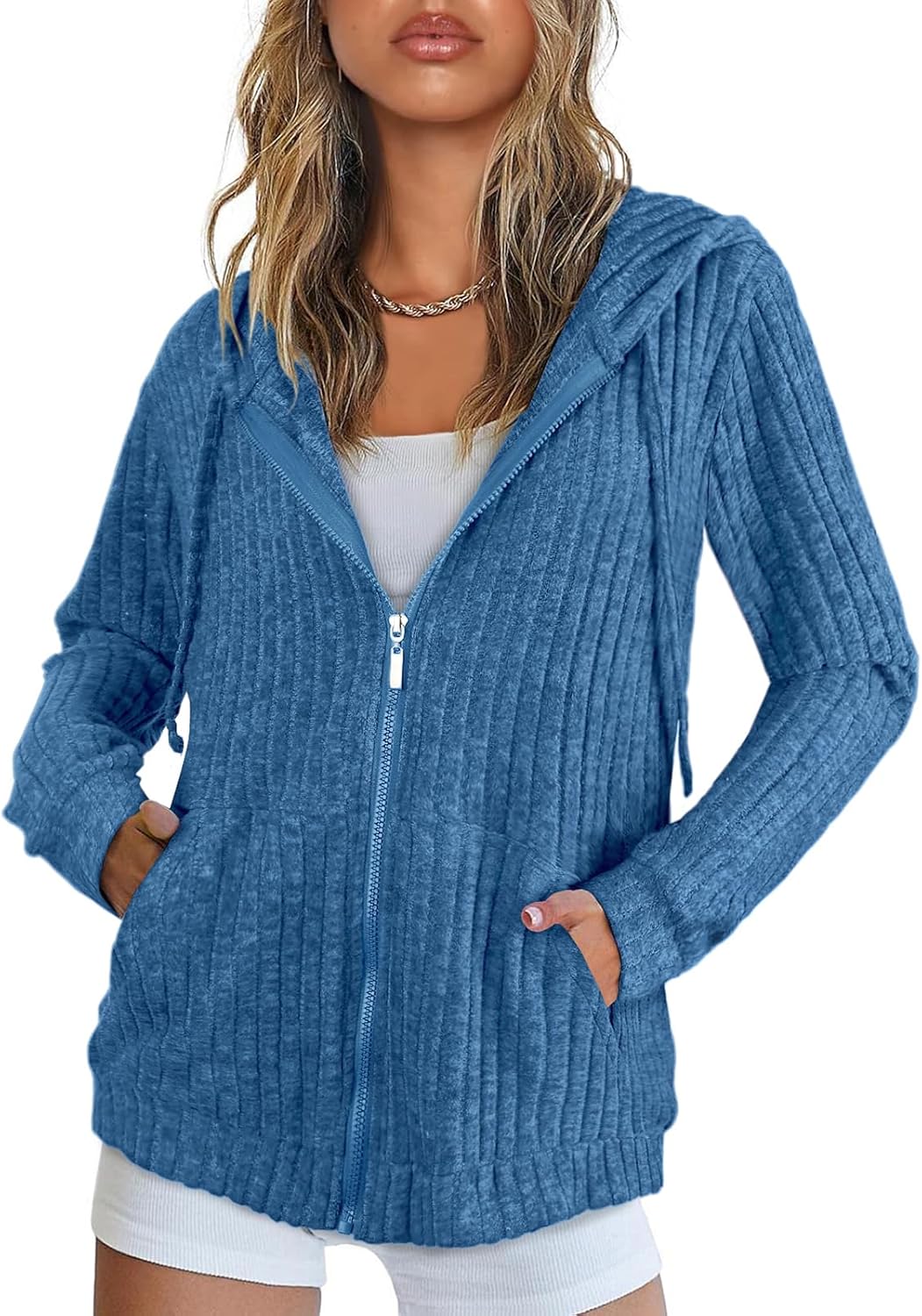 Detalle de Flikity Womens Cardigans Zip Up Hoodies with Large Pockets - Lightweight Knit Jacket (M-3XL)