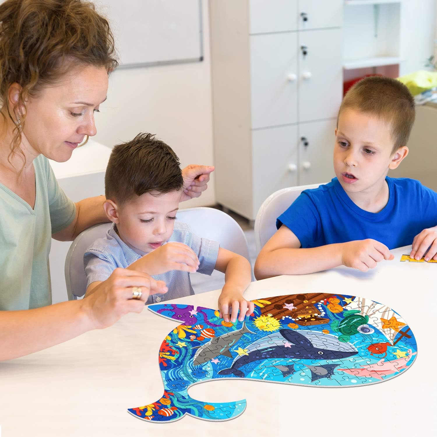 Thumbnail 6 de Ocean Whale Puzzle for Kids 4-10, 108 Large Thick Pieces – Non-Toxic Recycled Cardboard