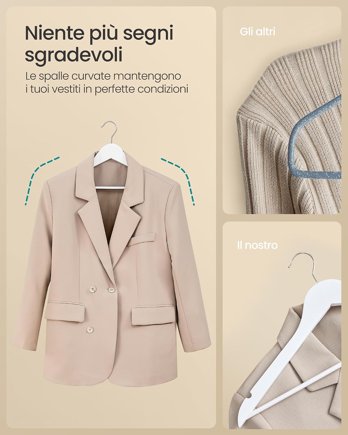 Detalle de SONGMICS Grucce appendiabiti in legno 10 pezzi