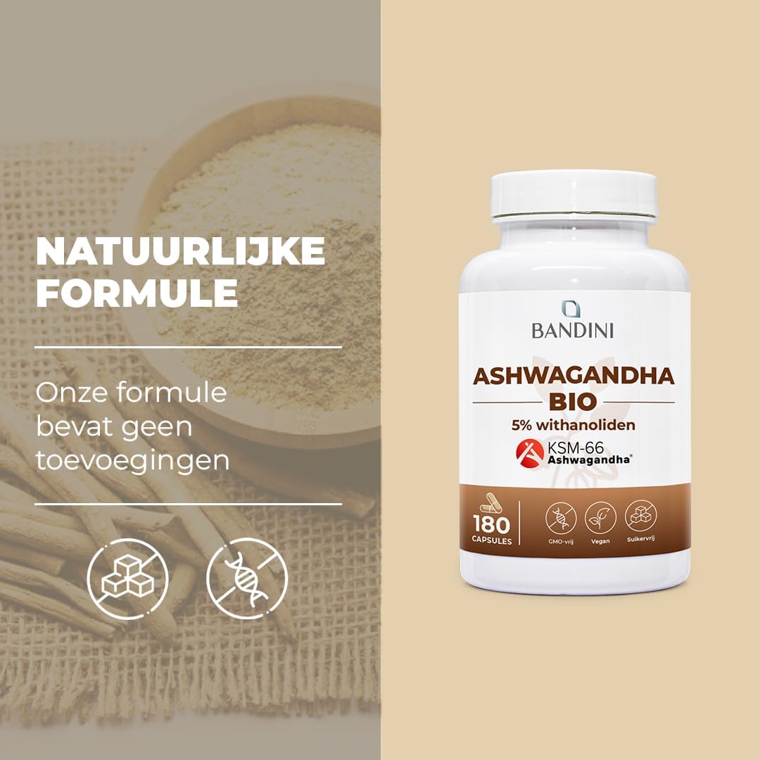 Thumbnail 6 de BANDINI Ashwagandha BIO KSM-66-capsules, 500 mg, 180 stuks