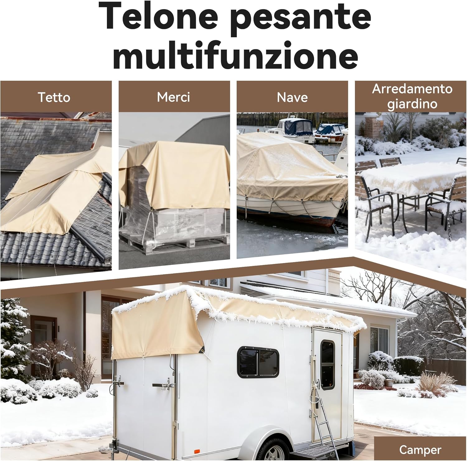 Detalle 2 de COVALL Telo Impermeabile Esterno 210 g/m² da 4x6 m con occhielli rinforzati e protezione UV