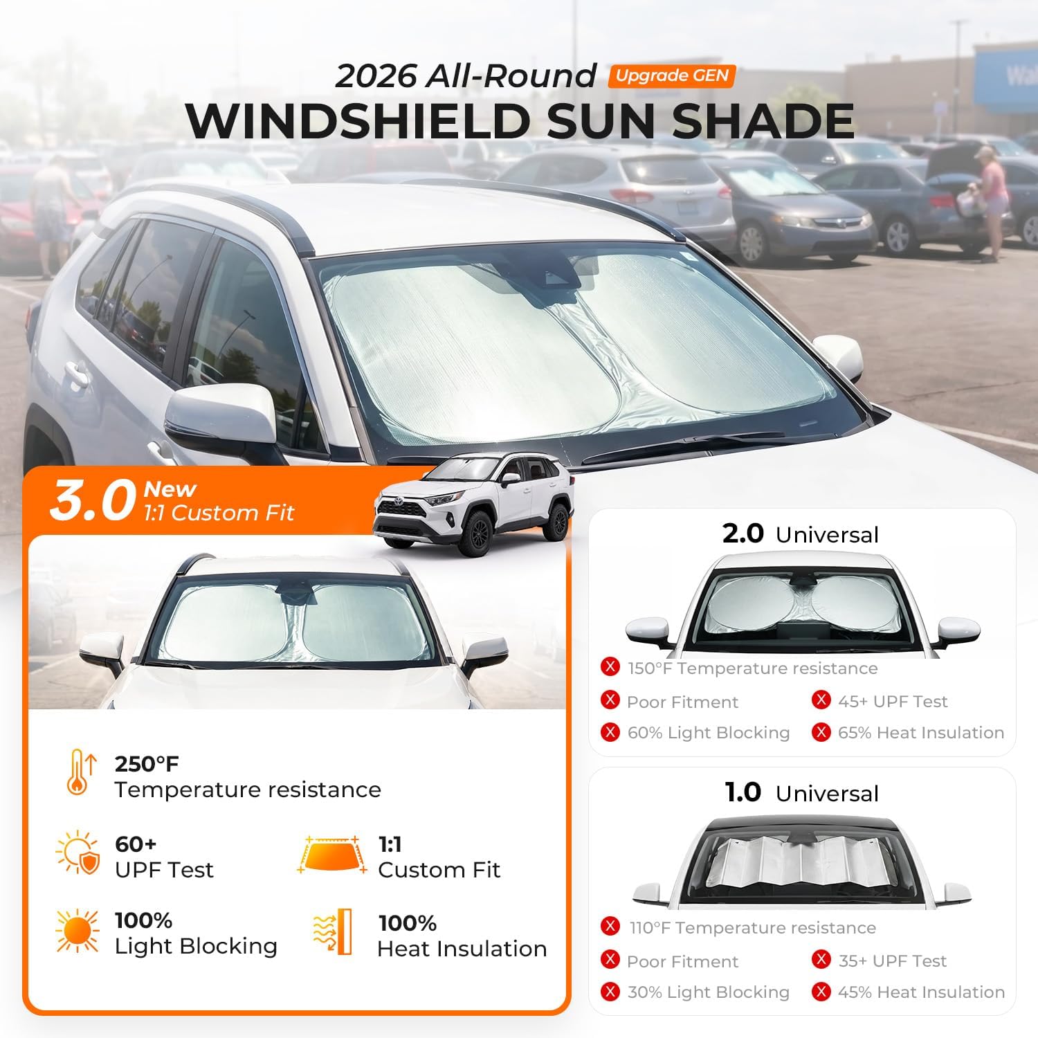 Detalle de DooGooCoo 2026 Upgraded Windshield Sun Shade for Honda CR-V (2023-2026) – Custom Fit