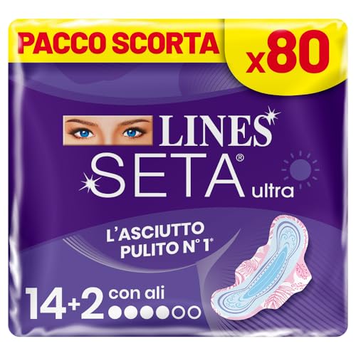 Detalle de Lines Seta Assorbenti Giorno Ultra con Ali – Pacco Scorta 80 Pezzi