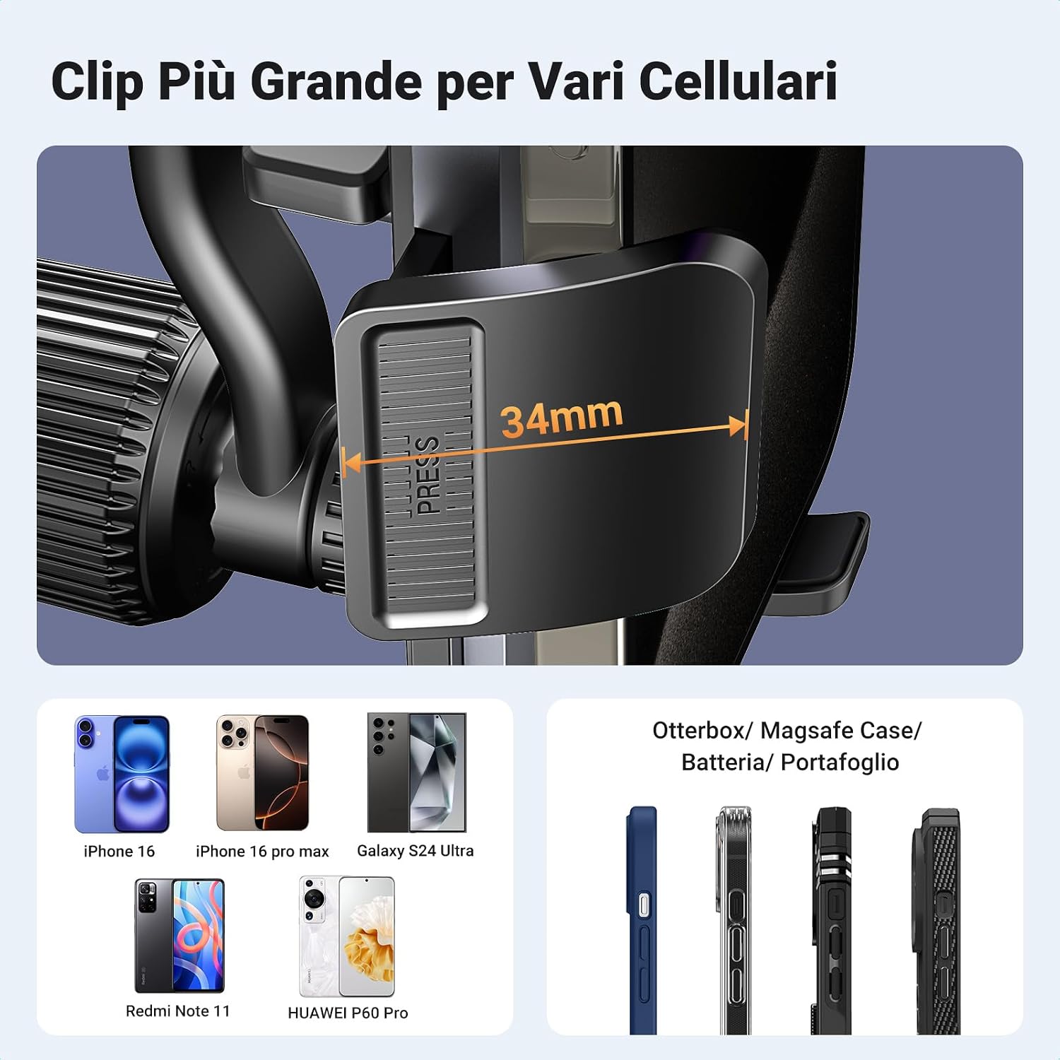 Thumbnail 3 de UGREEN Supporto Telefono Auto con Clip in Metallo e Ventilazione — Compatibile con iPhone 16/15/14 e Galaxy S24/S23 Ultra