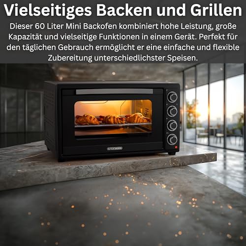 Thumbnail 8 de Steinborg 60 Liter Mini-Backofen mit Umluft und Drehspieß – 2000 W, 3-in-1
