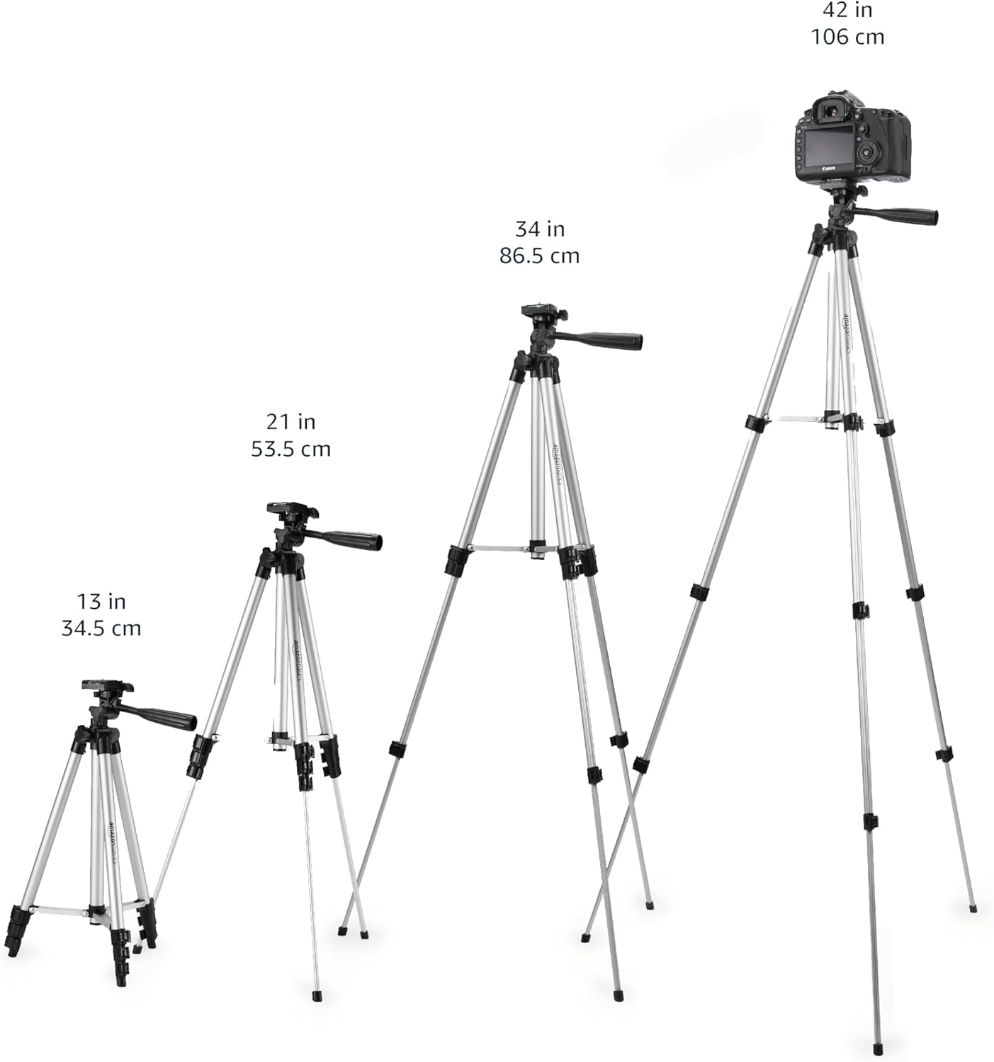 Detalle de Amazon Basics 127 cm (50-inch) Aluminium Universal Smartphone Tripod with Three-Axis Rotation (Black)