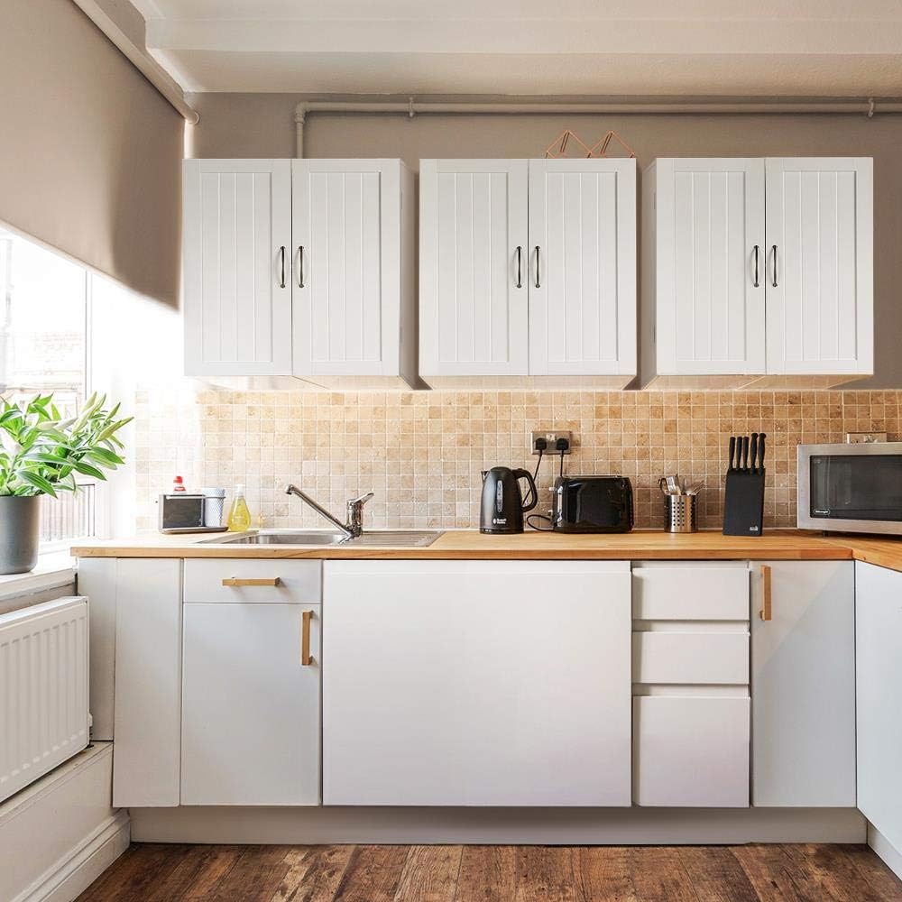 Detalle de Yaheetech Armadietto Bagno Sospeso da Parete 60x30x60 cm – Bianco, con 2 Ante e Ripiano Regolabile