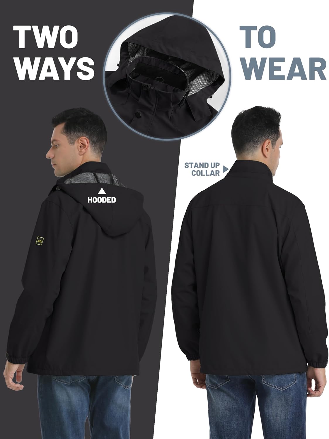 Thumbnail 4 de TACVASEN Men's Lightweight Hooded Waterproof Softshell Rain Jacket