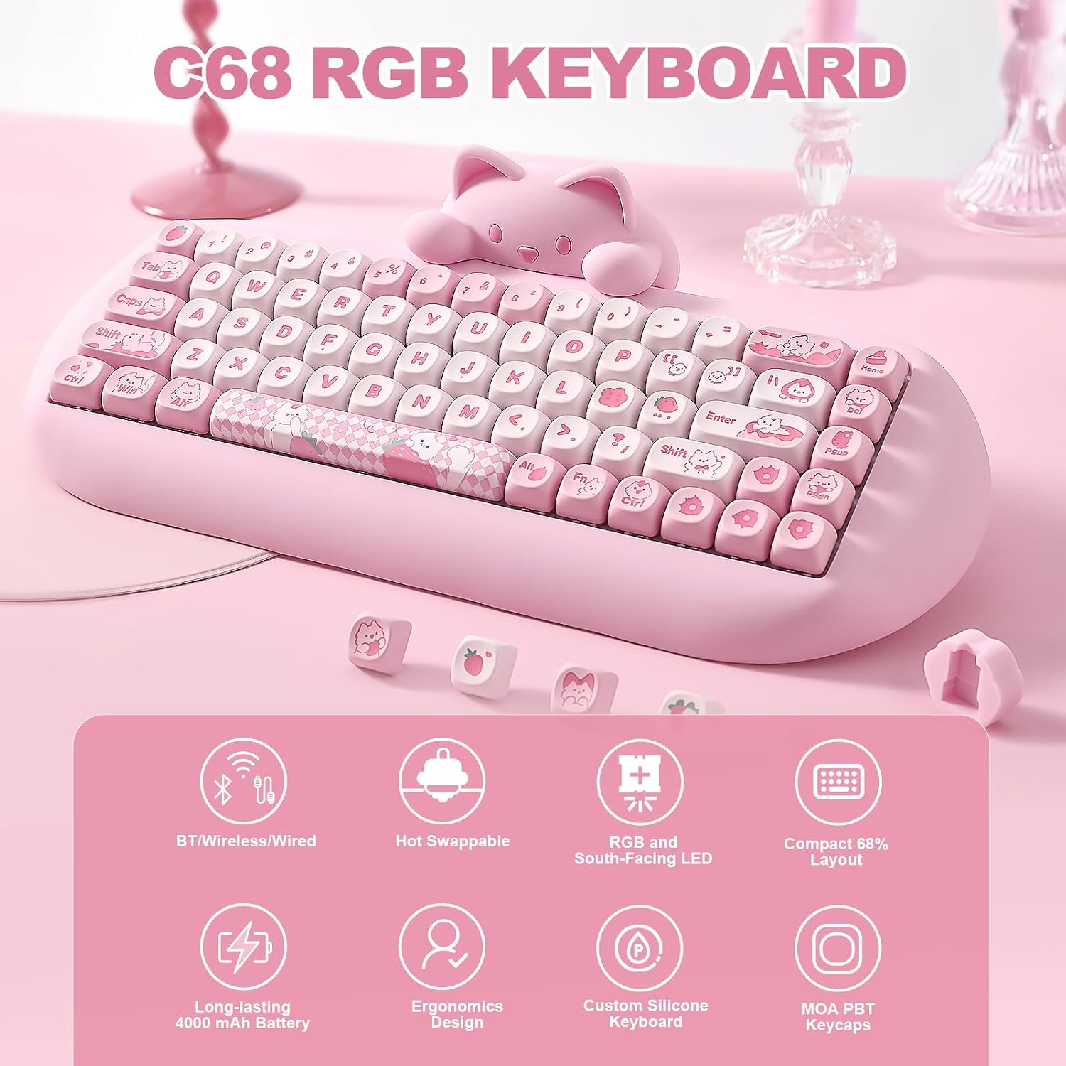 Detalle 2 de YUNZII C68 65% mechanische Gaming‑Tastatur